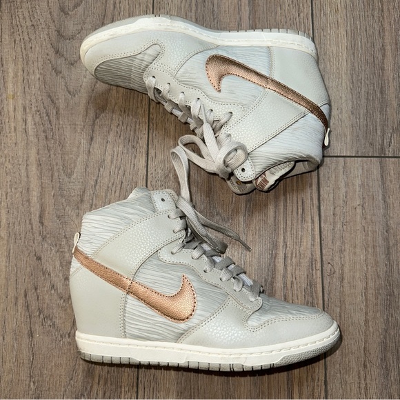 NIKE light bone gray / bronze Sky High hidden wedge sneakers 8 - Picture 7 of 10